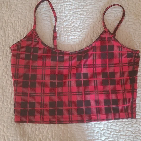 NEW BEACHRIOT LIBBY PLAID PRINT SPORTS BRA IN MERRY PLAID - Picture 3 of 9
